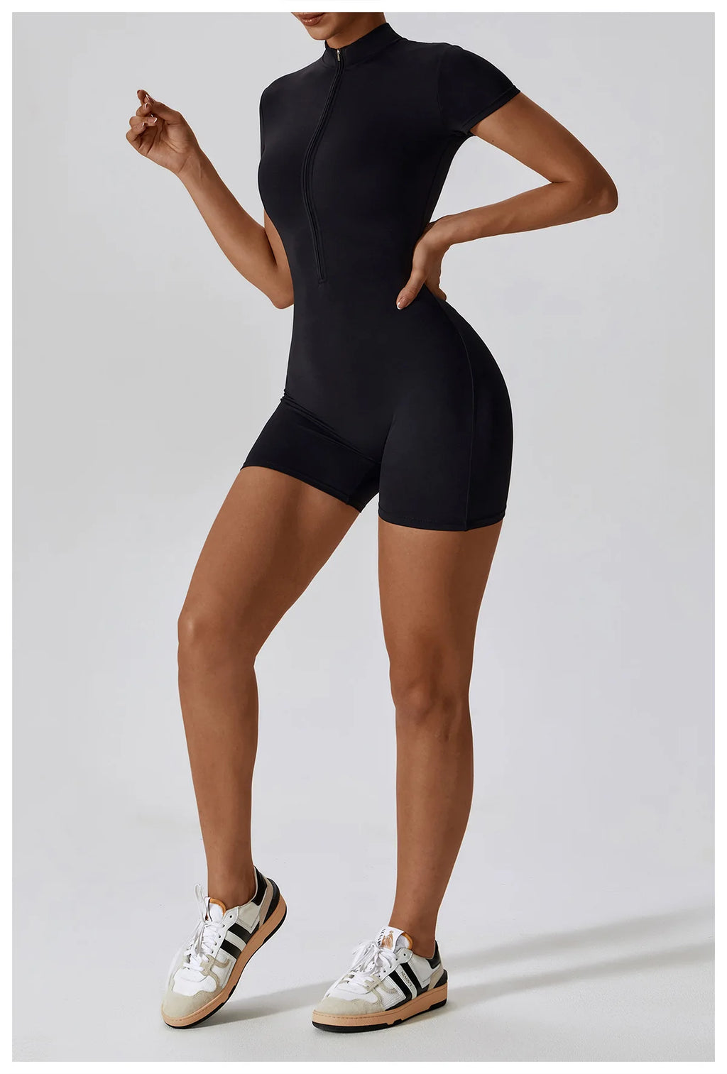 Summer Zipper Jumpsuits Short Sleeve Yoga Bodysuit Women's Yoga Set Gym Tracksuit Push-up Workout Clothes Dance Fitness Bodysuit
