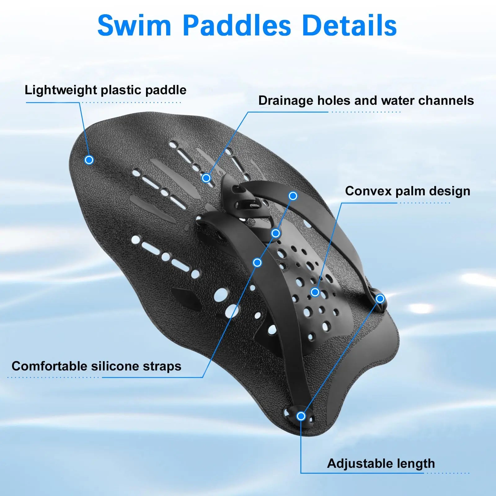 Swimming Paddles for Hands Swimming Training Hand Paddles Flippers with Adjustable Silicone Straps Women Men Children Unisex