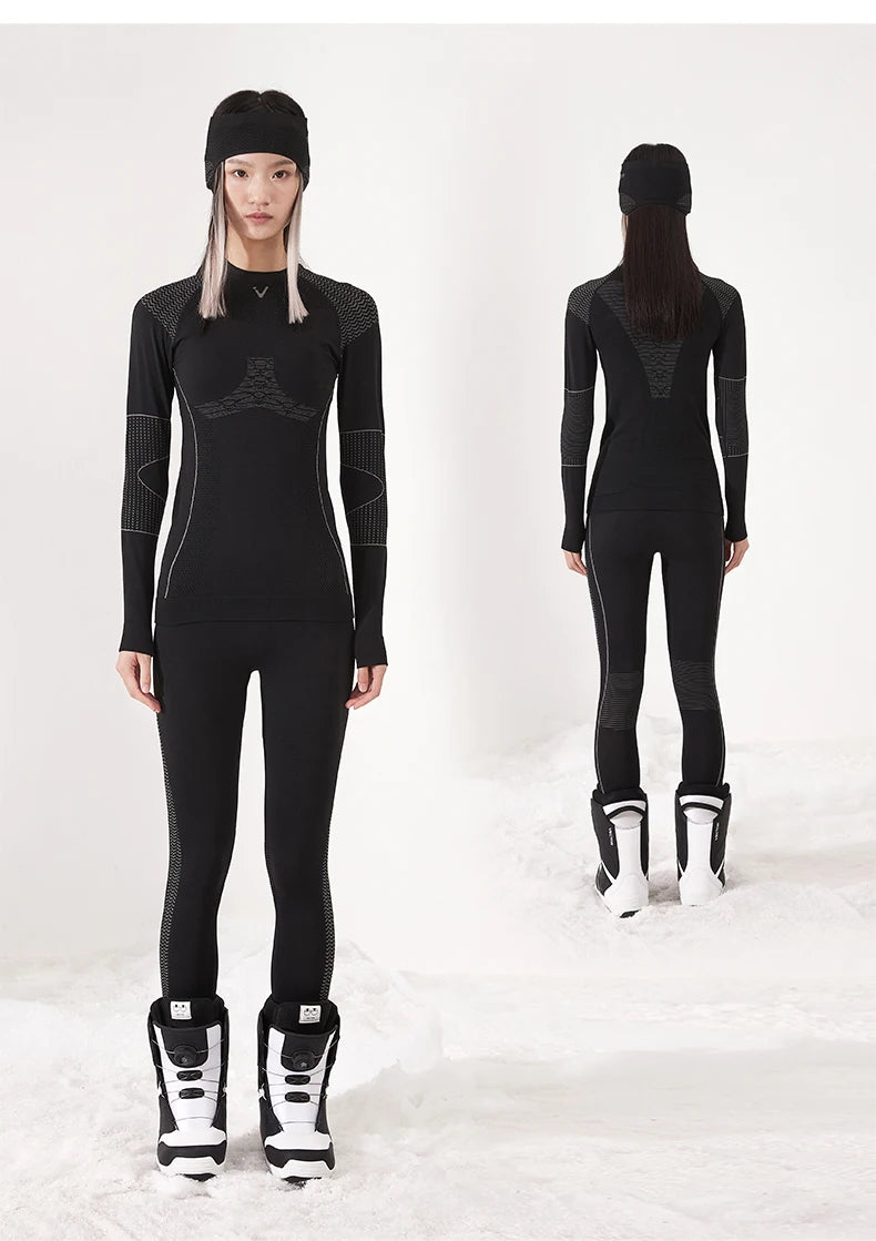 VECTOR Men Women Ski Thermal Underwear Sets Quick Dry Functional Compression Tracksuit Tight Snowboarding Tops and Pants Adult
