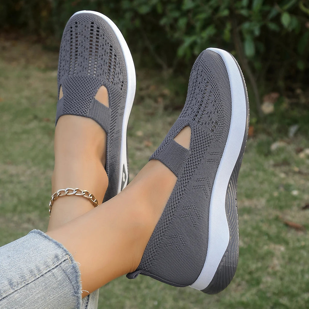Women's shoes, women's sports shoes, summer flying woven mesh soft sole breathable sports shoes