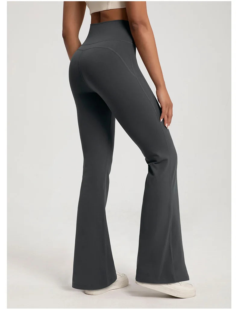 Naked High Waisted Waist Cinching Hip Lifting Fitness Exercise Elastic Bell Bottom Pants Women Casual Outdoor Running Yoga Pants