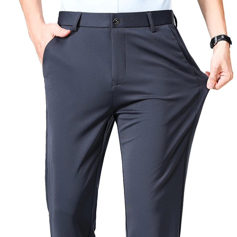 Spring Summer Thin Trousers Men Formal Dress Suit Pants Work Pants Quality Business Casual Pants Black Wine Red Long Pants