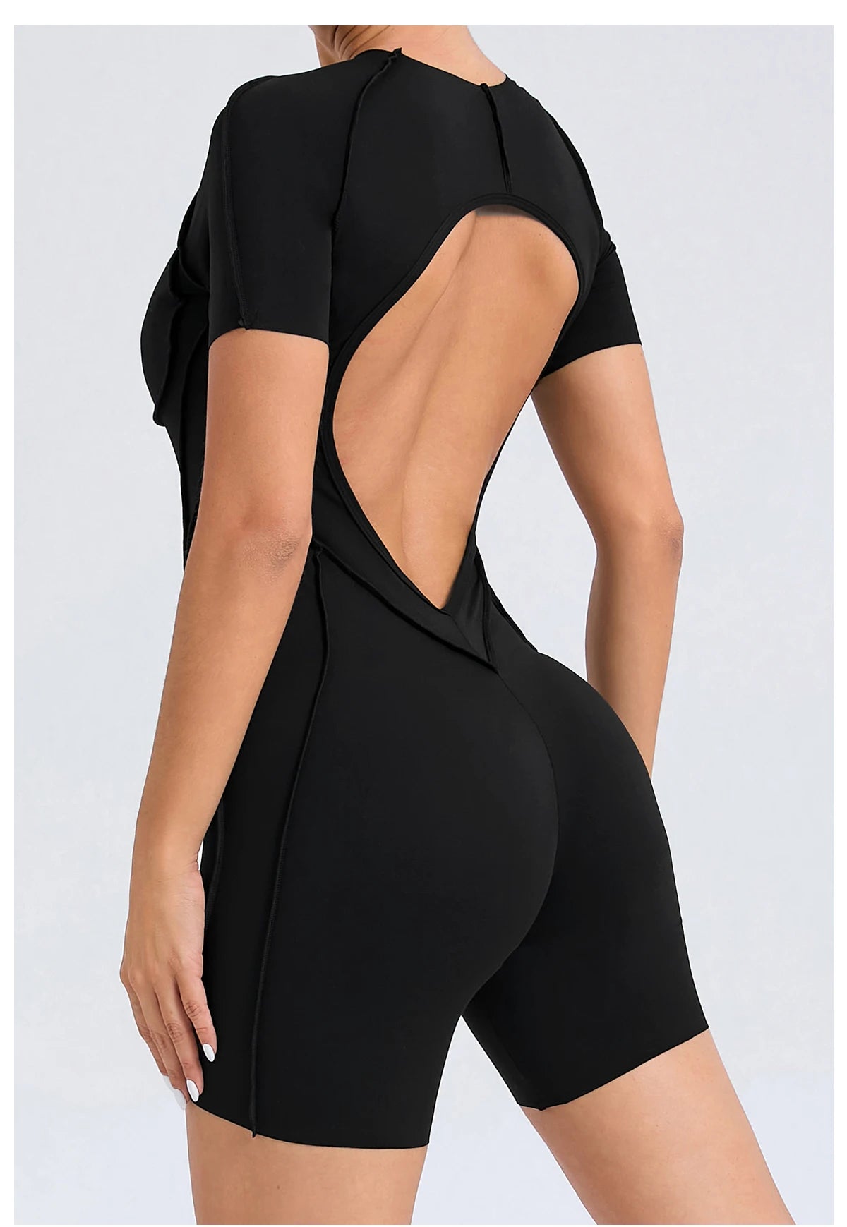 Short Jumpsuit Gym Clothes For Women Sportswear Fitness Overalls Backless Scrunch Booty Yoga Suit Sports Set Outfit