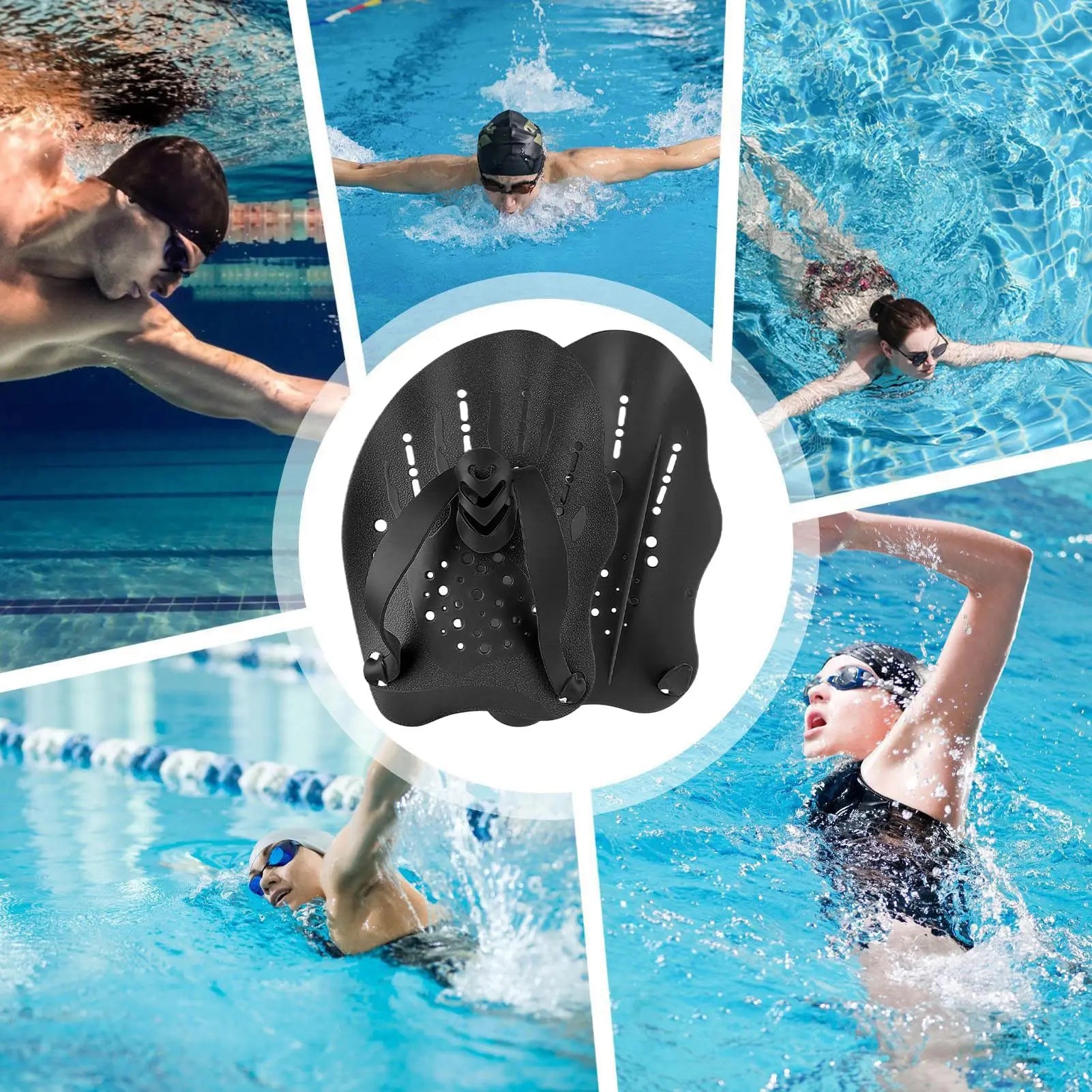 Swimming Paddles for Hands Swimming Training Hand Paddles Flippers with Adjustable Silicone Straps Women Men Children Unisex