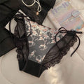 Lingerie Low Waist Embroidery Flower Panties Cotton Crotch Sweet Mesh Lace Briefs Transparent Underwear for Women Lady