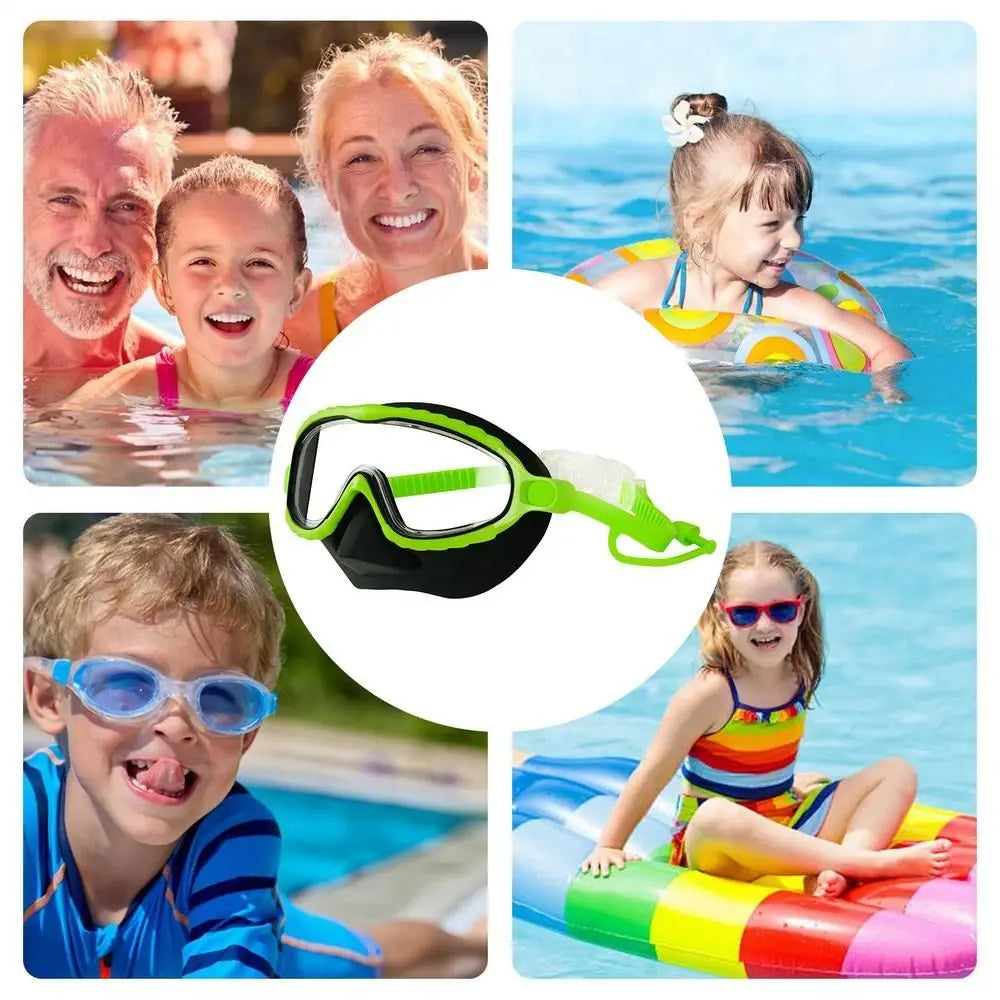 Swim Goggles with Nose Cover Wide Field Of View Diving Mask Anti-Fog Anti-Leak ,Toddler Swimming Goggles For Kids Ages 3-15