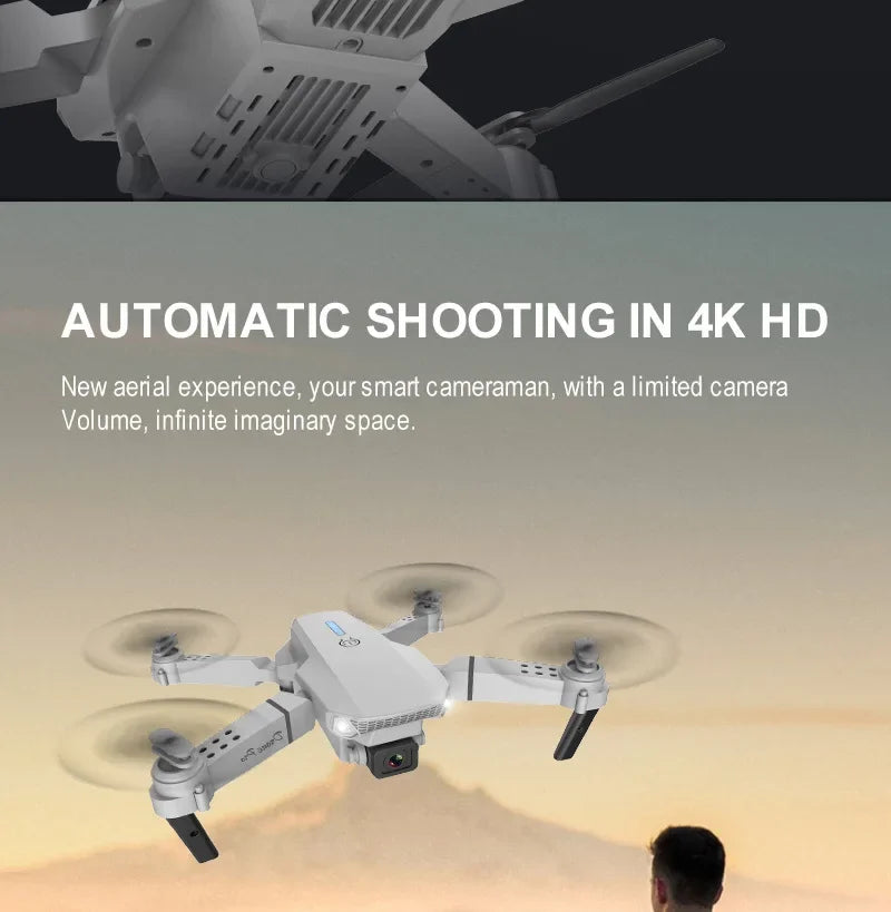 2025 E88 Pro WiFi FPV Drone with Single Dual 4K 1080P Camera Wide Angle HD Altitude Hold Foldable Quadcopter RC Helicopter Toy