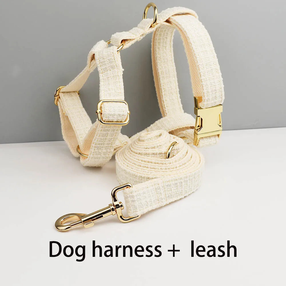Custom Engraved Nameplate Dog Collar Leash Harness Set Personalized Pet Accessories for Dogs