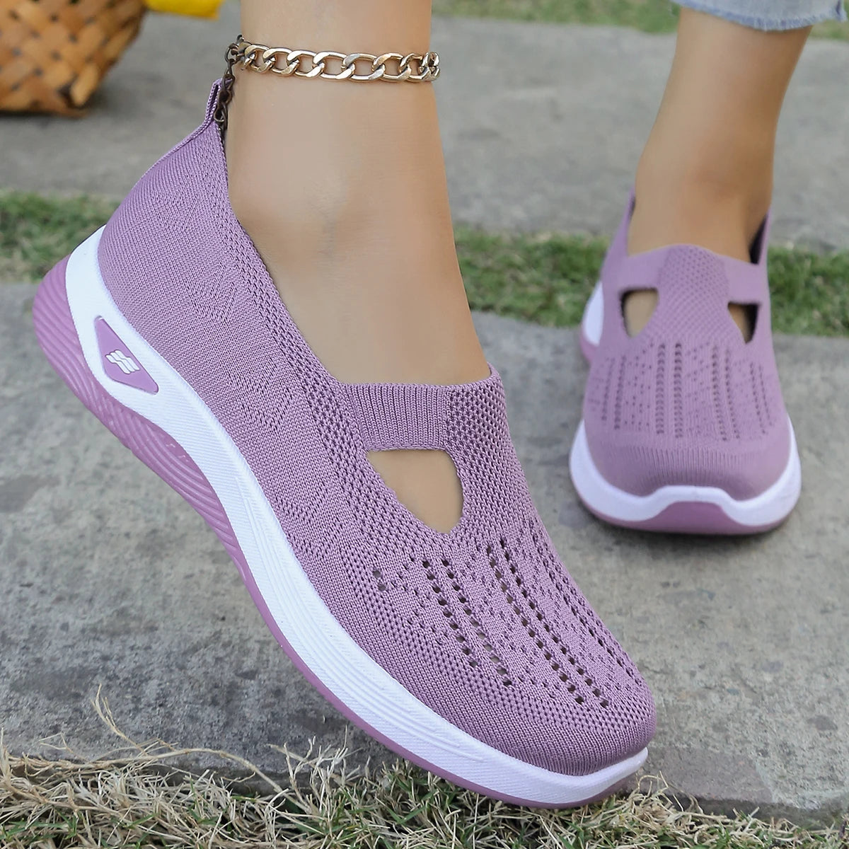 Women's shoes, women's sports shoes, summer flying woven mesh soft sole breathable sports shoes