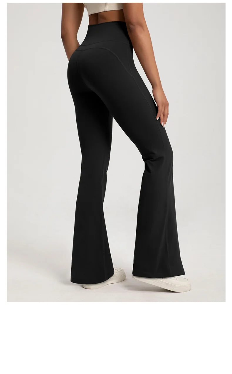Naked High Waisted Waist Cinching Hip Lifting Fitness Exercise Elastic Bell Bottom Pants Women Casual Outdoor Running Yoga Pants