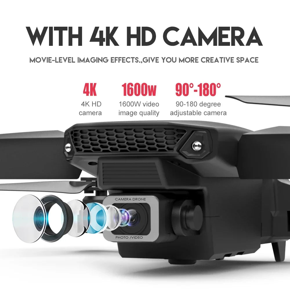 2025 E88 Pro WiFi FPV Drone with Single Dual 4K 1080P Camera Wide Angle HD Altitude Hold Foldable Quadcopter RC Helicopter Toy