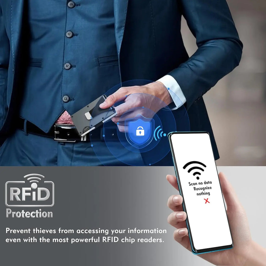 Minimalist Wallet for Men & Women Slim RFID Wallet, Scratch Resistant, Credit Card Holder & Money Clip, Easily Removable Money