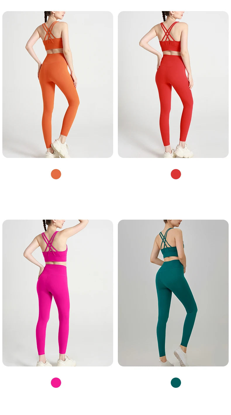 2024 New 2 Piece Yoga Clothes Women's Tracksuit Quick Dry Set Breathable Fitness Suit Fitness Clothing Sports Bra Leggings Suit
