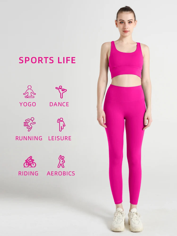 2024 New 2 Piece Yoga Clothes Women's Tracksuit Quick Dry Set Breathable Fitness Suit Fitness Clothing Sports Bra Leggings Suit