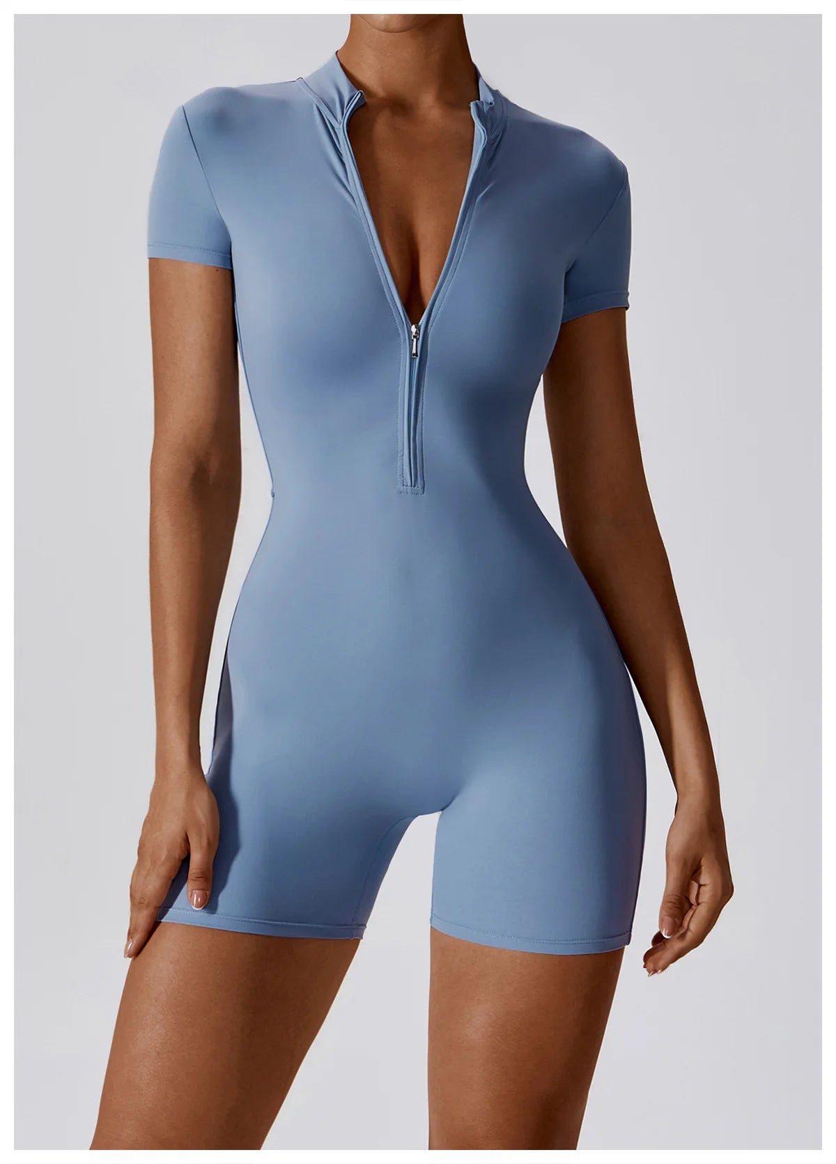 Summer Zipper Jumpsuits Short Sleeve Yoga Bodysuit Women's Yoga Set Gym Tracksuit Push-up Workout Clothes Dance Fitness Bodysuit