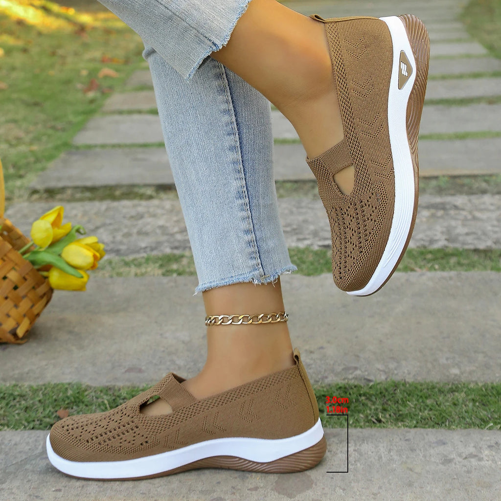 Women's shoes, women's sports shoes, summer flying woven mesh soft sole breathable sports shoes